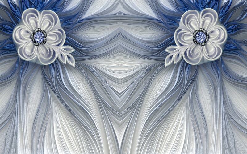 3d malowidła ściennego dekoracji tapetowego błękitnego Abstrakcjonistycznego fractal kwiatu fantastyczny tło