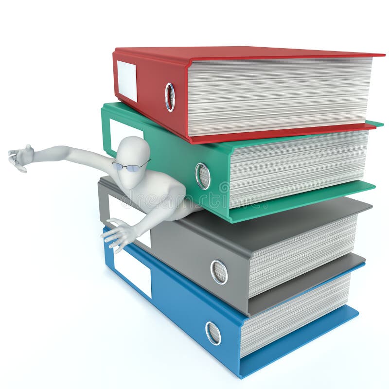 3d Man With Archive From Folders On White Isolated 3d Man With Archive From Folders On White Isolated