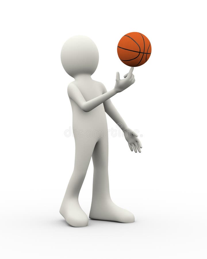 3d Man Balanced Spinning Basketball Stock Illustration - Illustration of  court, human: 52093094