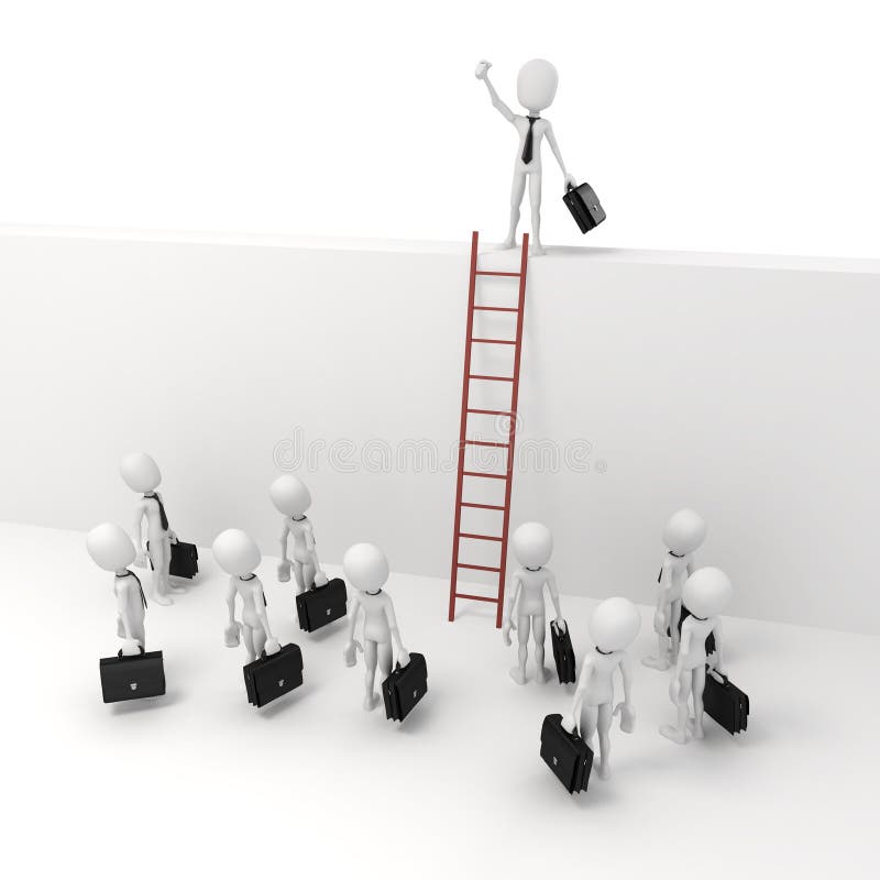 3d man businessman leader, business metaphor stock illustration