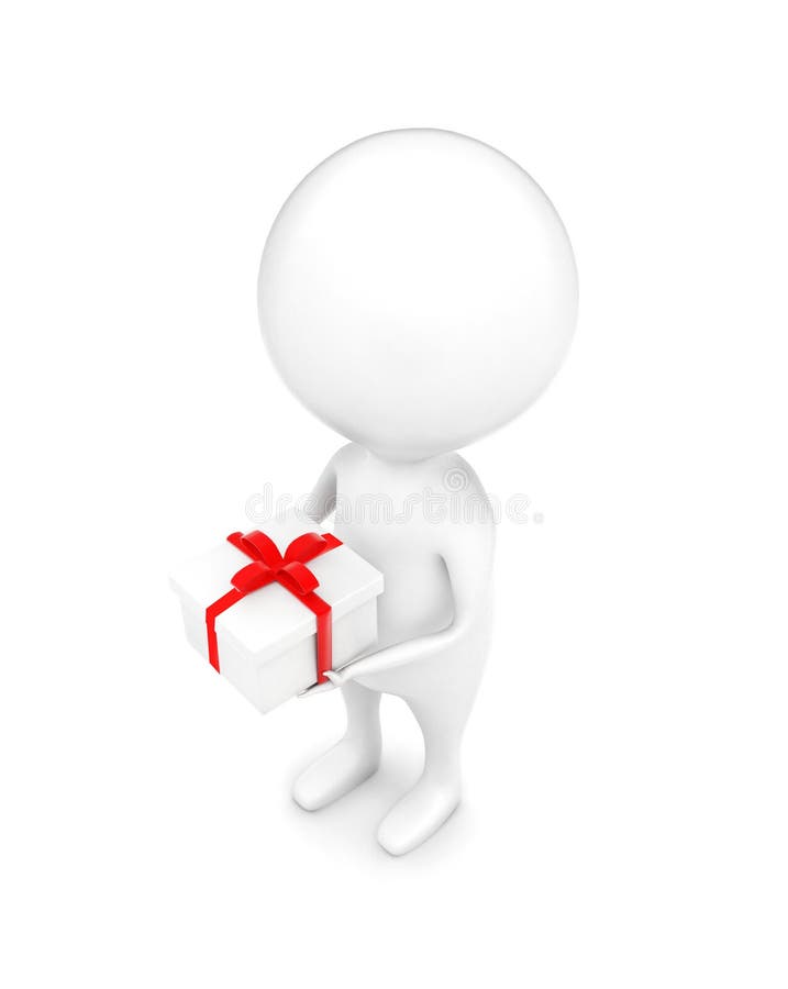 3d man holding a gift box in hands concept