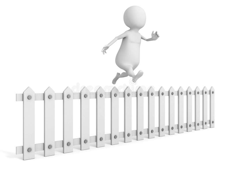 3d Person Jumping Over a Hurdle Obstacle Problems Concept Text Stock