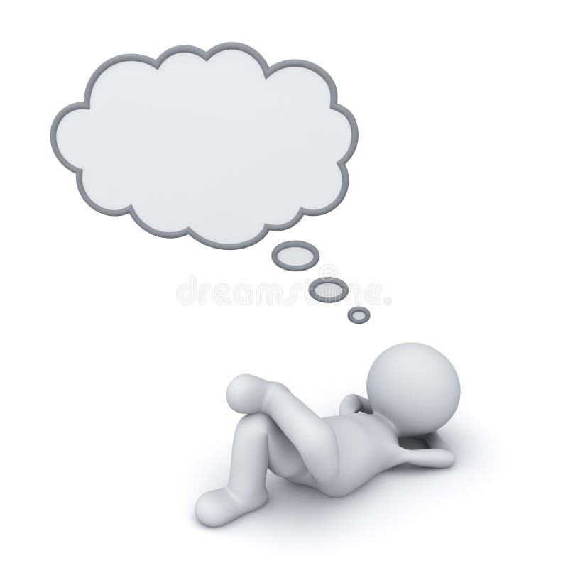 3d Man Lying Down with Thinking Bubble Stock Illustration - Illustration of  concept, happy: 67826960