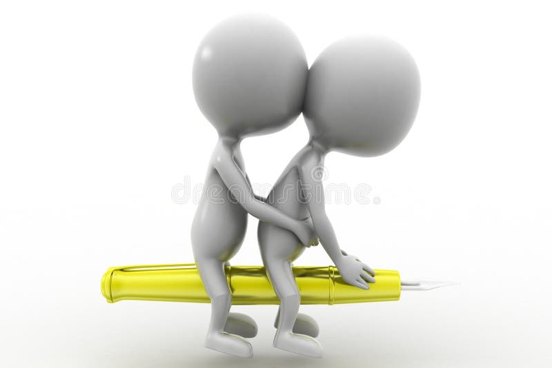 3D man pen vector illustration