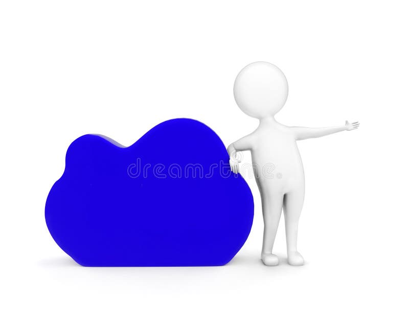 3d man presenting cloud with data text in it concept