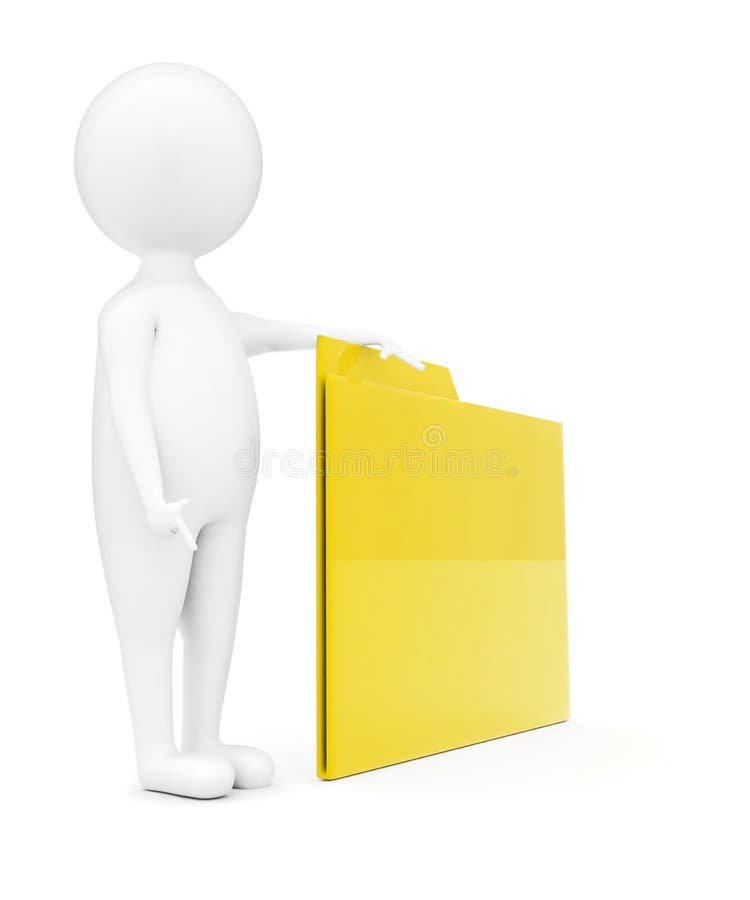 3d man presenting a file folder concept stock illustration