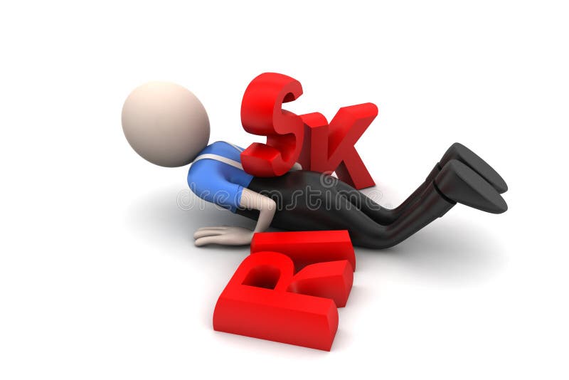 3d man with risk stock illustration. Illustration of economy - 55166313