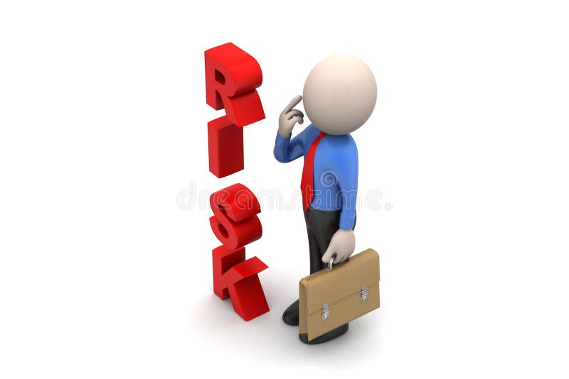 3d man with risk stock illustration. Illustration of construction
