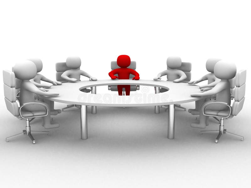 3D Man Sitting at a Round Table and Having Business Meeting Stock ...