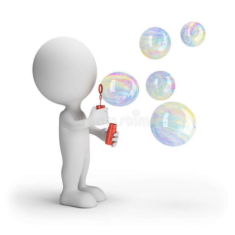 3d man with soap bubbles stock illustration. Illustration of cartoon