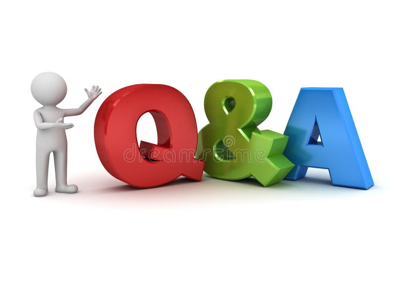 3d Man Standing And Presenting Q And A Word Questions And Answers Concept Over White Stock Illustration Illustration Of Puzzled Confused
