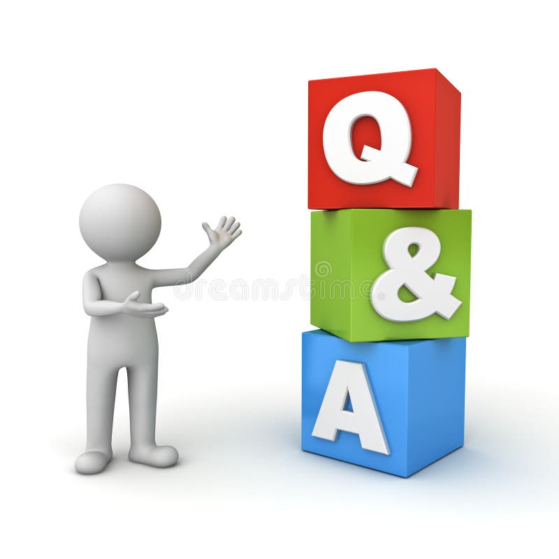 3d Man Standing And Presenting Q And A Word Questions And Answers Concept Over White Stock Illustration Illustration Of Puzzled Confused