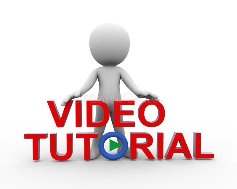 3d man standing with video tutorial vector illustration