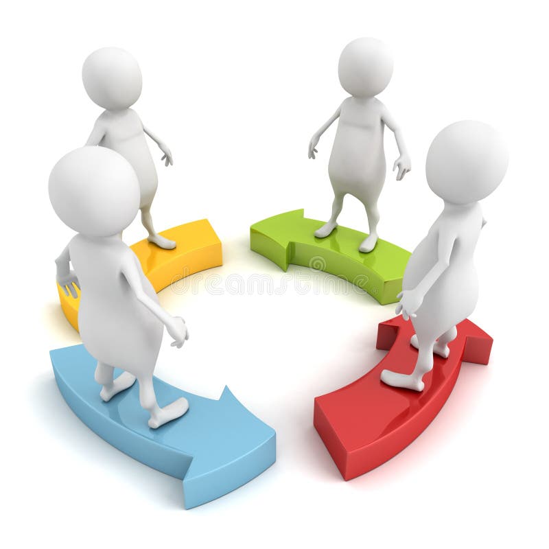 3d man team on cycled work arrows concept stock illustration 3d man team on cycled work arrows concept stock illustration