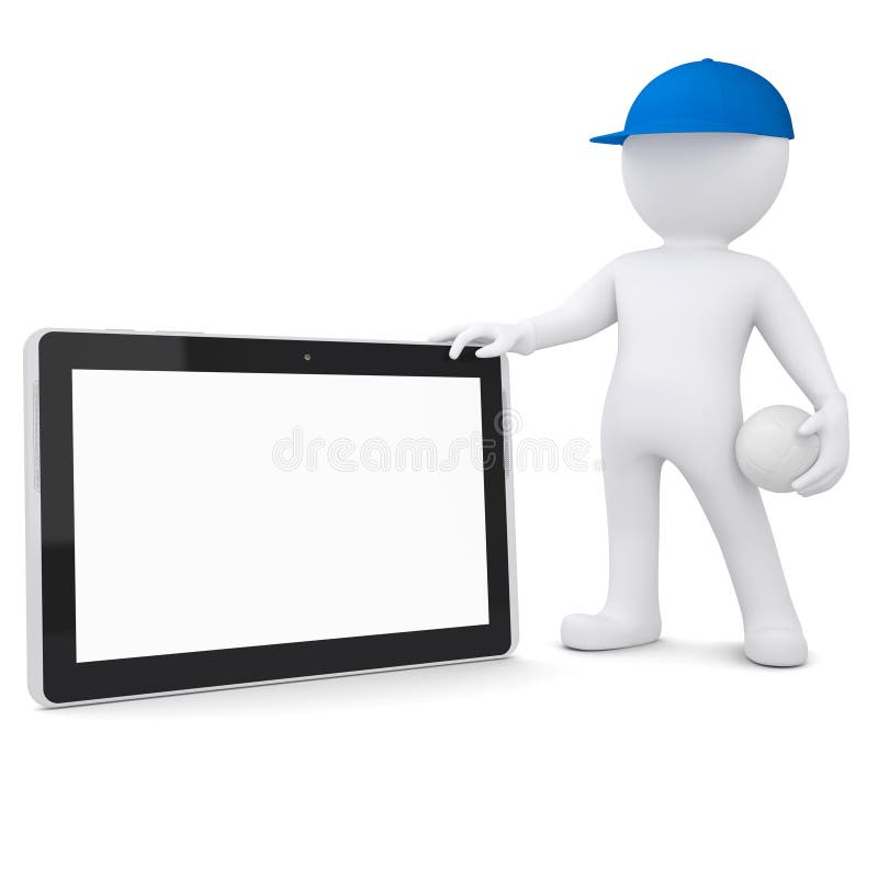 3d Man Holding a Tablet PC and Google Glass Stock Illustration ...