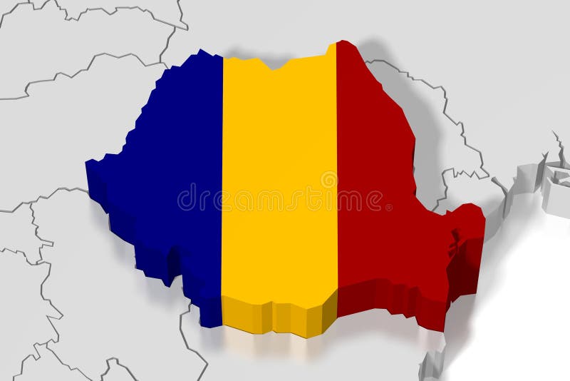 3D map, flag - Romania vector illustration