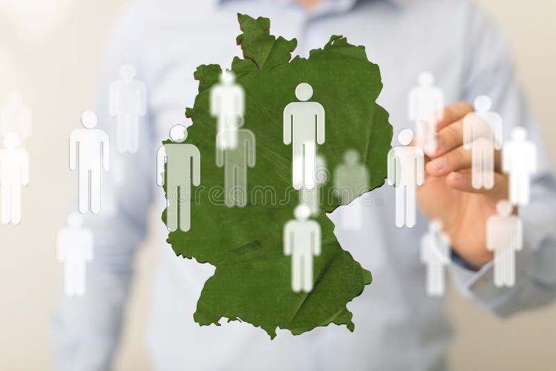 A 3D Map of Germany. Map of Germany Land Border with Flag. Germany Map