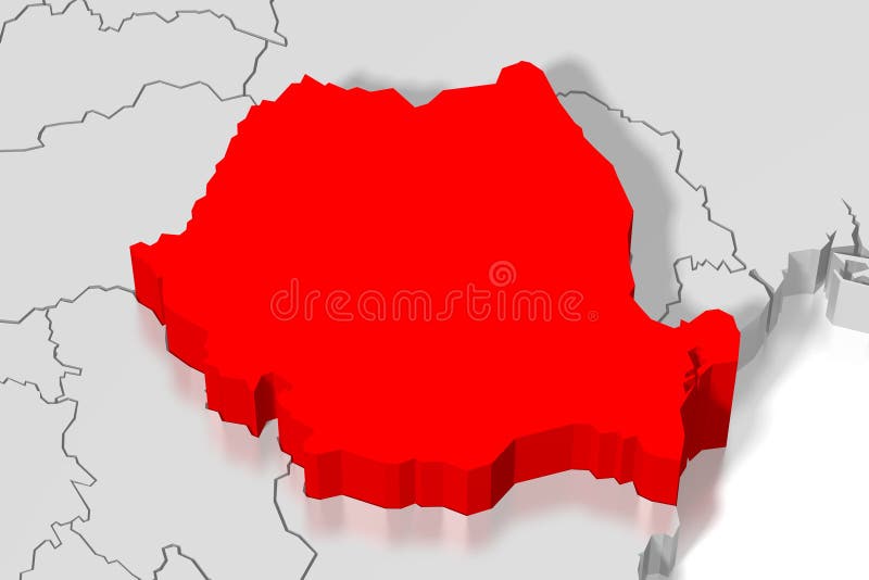 Romania - political map, red country shape, borders royalty free illustration