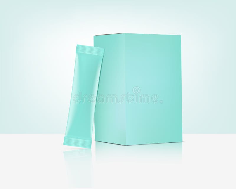 Download 3D Matte Stick Green Sachet Bag With Paper Box Mockup ...
