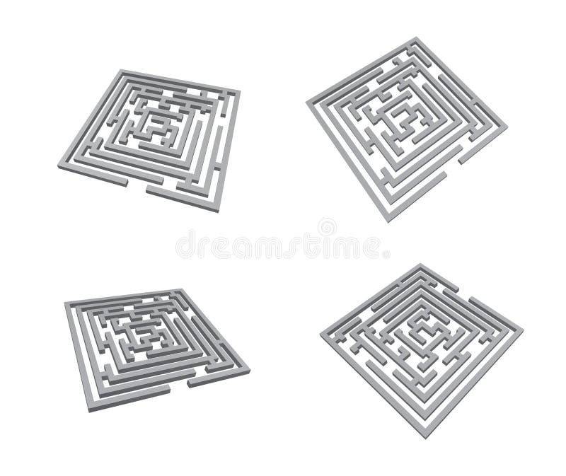 3d maze labyrinth icon set royalty free illustration