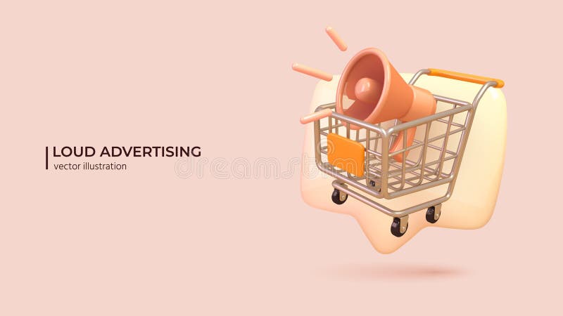 3d megaphone speaker advertising concept. Vector illustration stock illustration