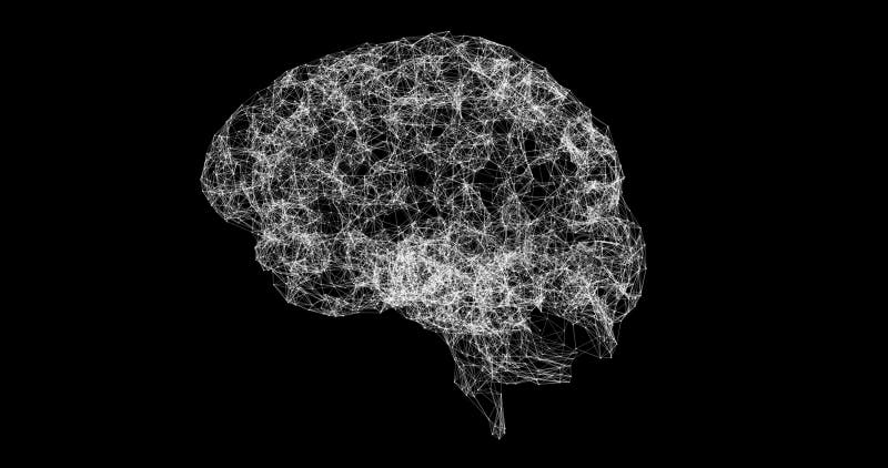 3d menselijk brein tegen zwarte achtergrond
