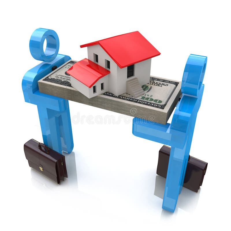 3d mensen, plattelandshuisje en dollarpak royalty-vrije illustratie 3d mensen, plattelandshuisje en dollarpak royalty-vrije illustratie