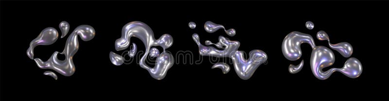3d metal chrome liquid y2k shape object vector royalty free illustration