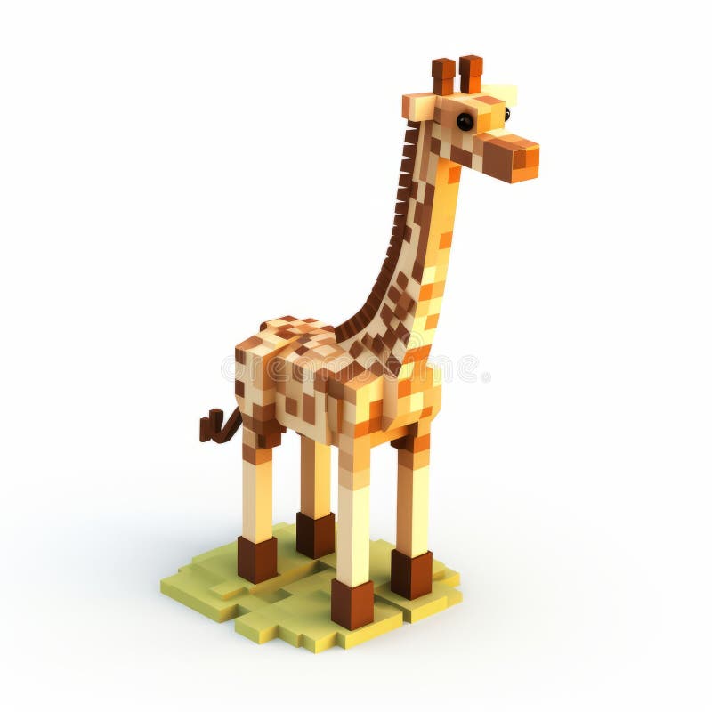 3d Minecraft Giraffe Puzzle: Naturalistic Colors, Soft Blending
