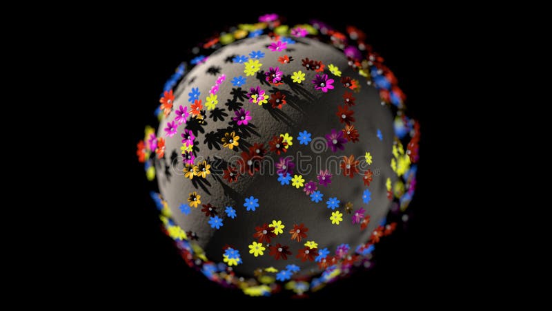 3d miniatures rendent la planète des fleurs de couleur de bande dessinée d'isolement sur le fond noir illustration stock 3d miniatures rendent la planète des fleurs de couleur de bande dessinée d'isolement sur le fond noir illustration stock