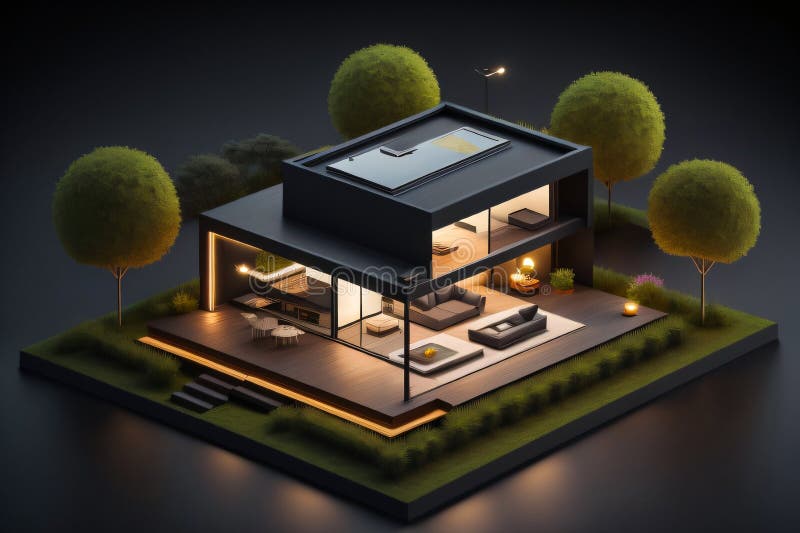 3d miniaturowy nowoczesny luksusowy dom generacyjny ai