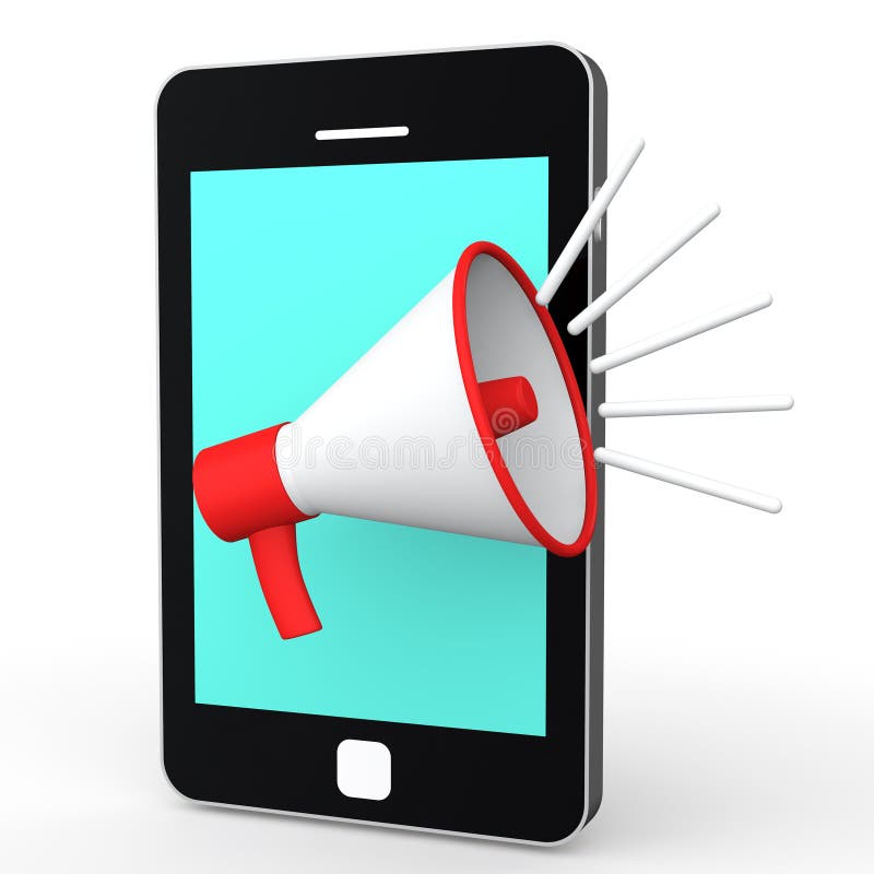 3d Mobile Phone and Megaphone Stock Illustration Illustration of