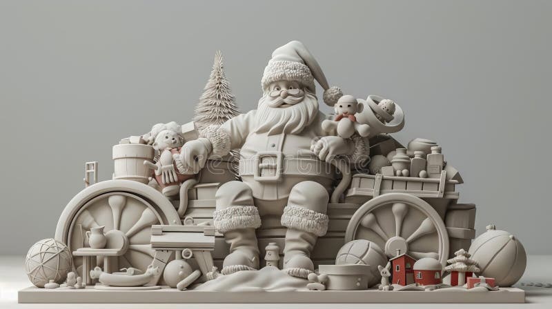 Model 3d de artă abstractă încântătoare a sculpturii delicioase din atelierul Santas abstract cu detalii despre jucării. ai generativ