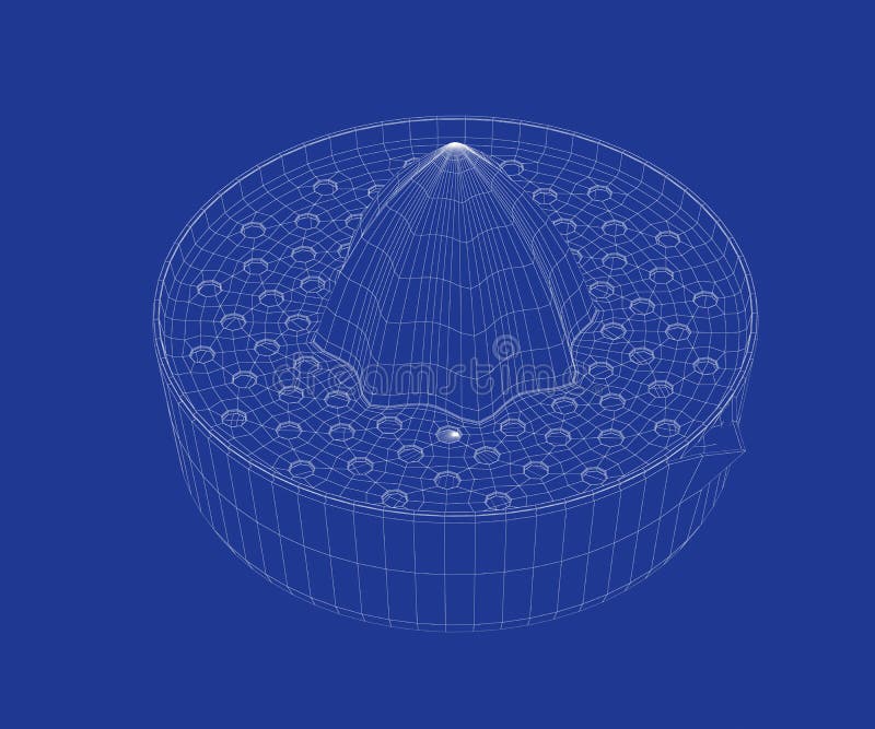 3D model of citrus squeezer. 3D wire-frame model of citrus juicer