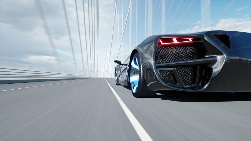 3d model czarny futurystyczny samoch?d na mo?cie Bardzo szybki je?d?enie Poj?cie przysz?o?? ?wiadczenia 3 d royalty ilustracja 3d model czarny futurystyczny samoch?d na mo?cie Bardzo szybki je?d?enie Poj?cie przysz?o?? ?wiadczenia 3 d royalty ilustracja