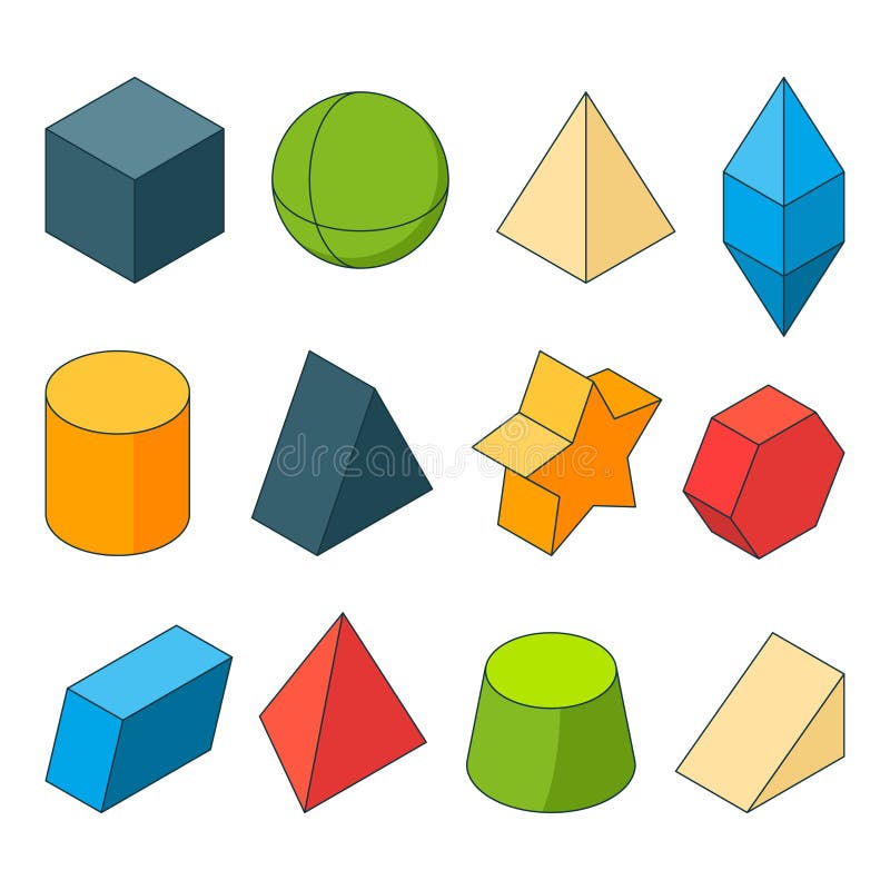 Solid 3d Shapes: Cylinder, Cube, Prism, Sphere, Pyramid, Hexagonal