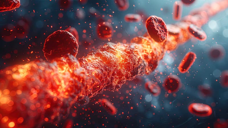 3D model showcases cholesterol molecules in the bloodstream, highlighting their impact on cardi. AI generated. 3D model showcases cholesterol molecules in the bloodstream, highlighting their impact on cardi. AI generated