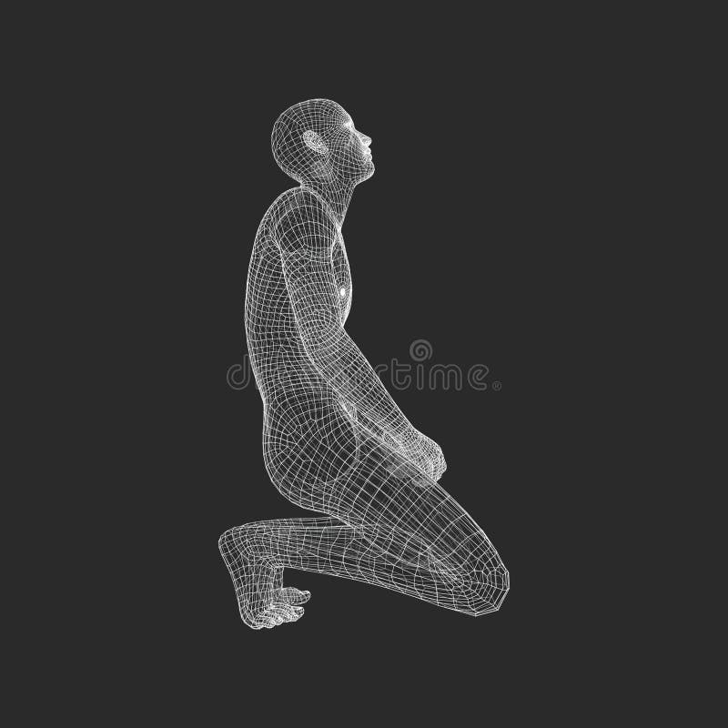 3D Model of Man. Man who prays. Concept for Religion, Worship, Love and Spirituality.