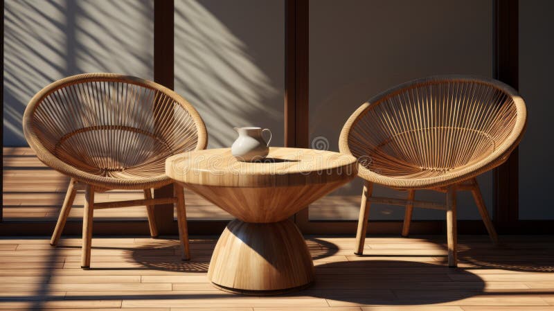 Zen-inspired Eco-friendly Table and Chairs for a Sunny Room Stock ...