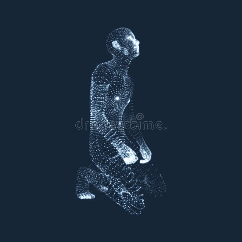 3D Model van de Mens Mens die bidt Concept voor Godsdienst, Verering, Liefde en Spiritualiteit stock illustratie 3D Model van de Mens Mens die bidt Concept voor Godsdienst, Verering, Liefde en Spiritualiteit stock illustratie