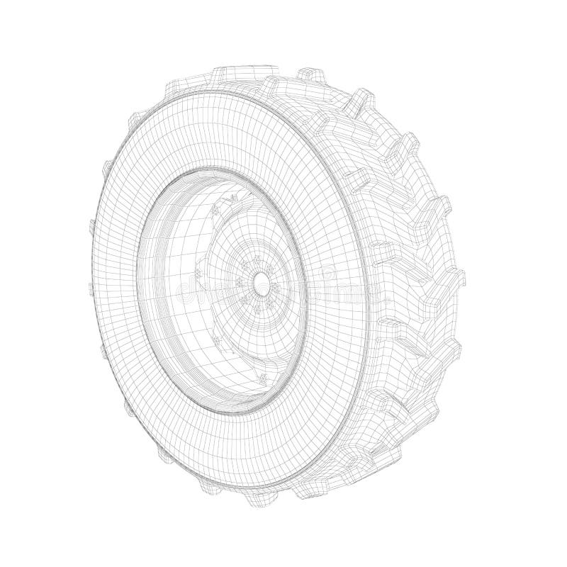 3D model van tractorwiel stock illustratie 3D model van tractorwiel stock illustratie