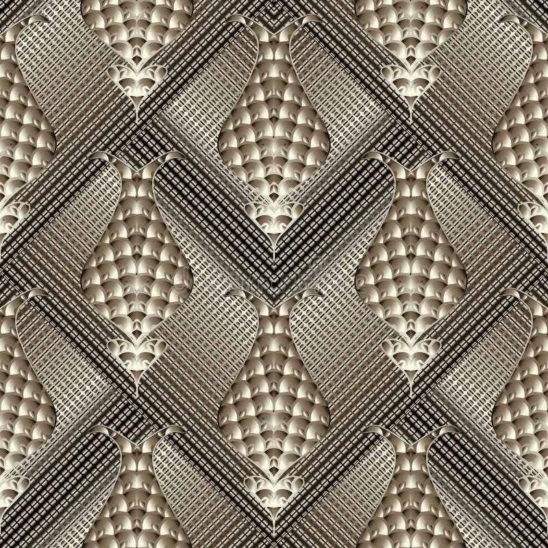 3d model vectorial modern, cu dungi texturate, fără sudură. fond geometric pentru grilă ornamentală. floral de dantelă cu coadă re vector illustration