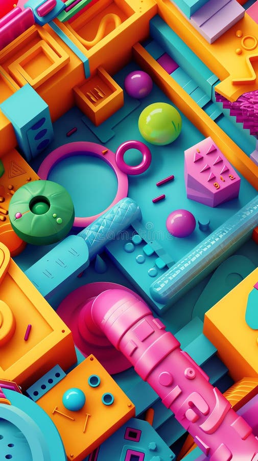 1 3D model of a vibrant icon set in a colorful illustration style royalty free illustration