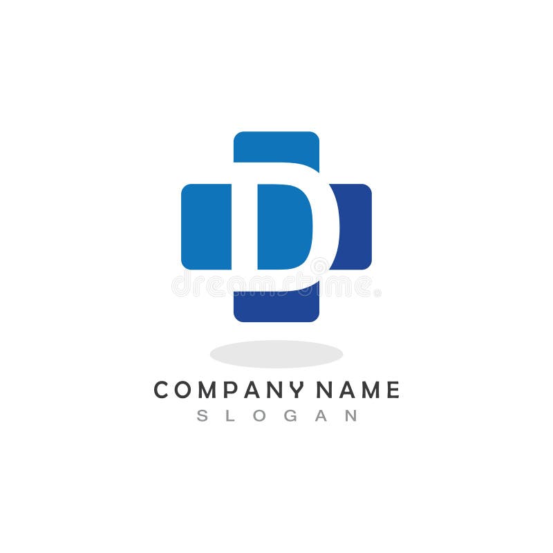 D Modelo de vetor de logotipo médico com letra inicial ilustração stock