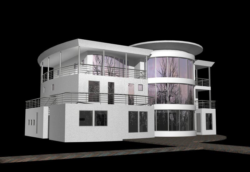 3D modern huis op zwarte vector illustratie 3D modern huis op zwarte vector illustratie