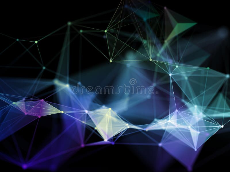 3D modern network communications science background with plexus design royalty free illustration