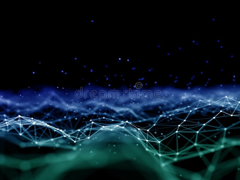 3d modern nätverksanslutningsbakgrund med låg poly plexus-design royaltyfri illustrationer