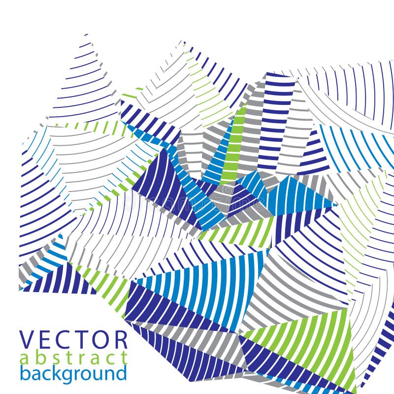3D modern stylish abstract stripy vector background, origami facet object constructed from different geometric parts. royalty free illustration