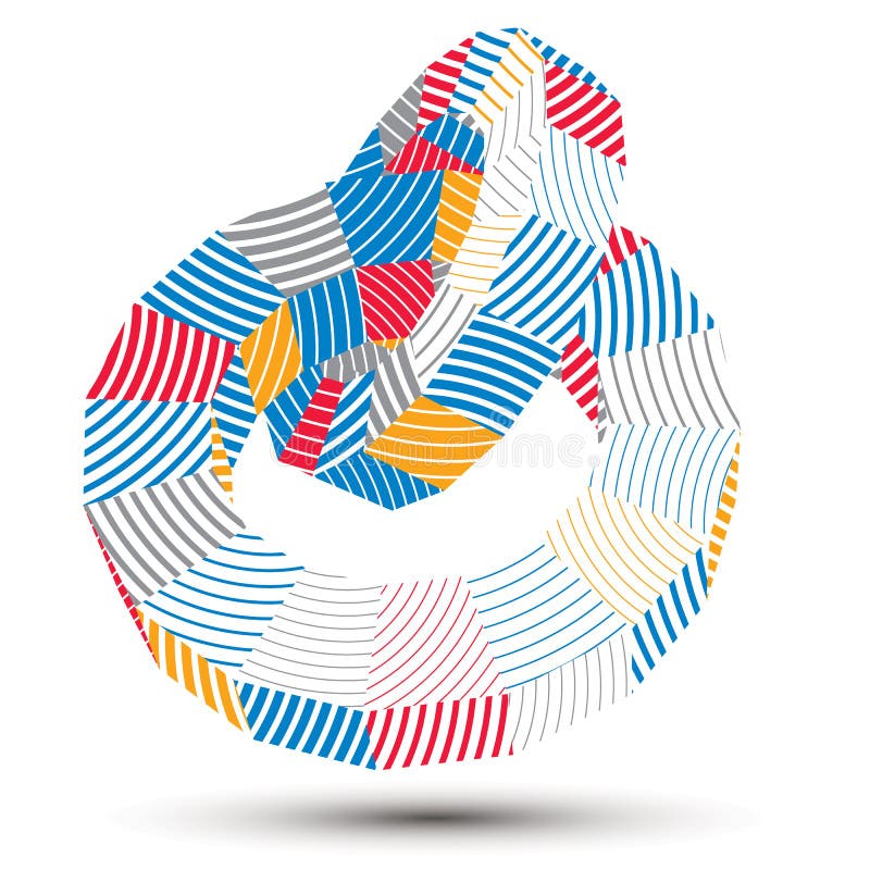 3D modern stylish abstract stripy vector construction, origami f vector illustration