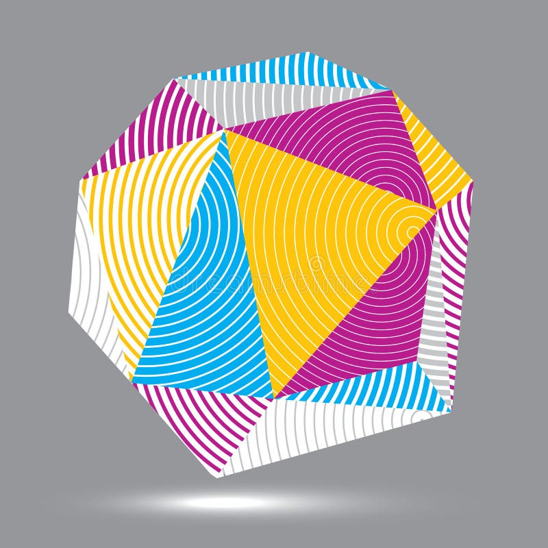 3D modern stylish abstract stripy vector construction, origami stock illustration